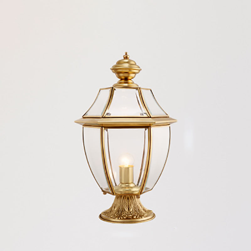 Contemporary Scandinavian Hexagonal Bell Glass Brass 1-Light Outdoor Light For Outdoor Patio | Kalsten