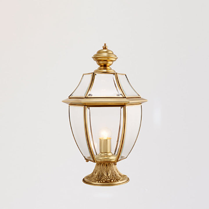Contemporary Scandinavian Hexagonal Bell Glass Brass 1-Light Outdoor Light For Outdoor Patio | Kalsten