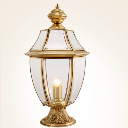 Contemporary Scandinavian Hexagonal Bell Glass Brass 1-Light Outdoor Light For Outdoor Patio | Kalsten