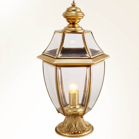 Contemporary Scandinavian Hexagonal Bell Glass Brass 1-Light Outdoor Light For Outdoor Patio | Kalsten