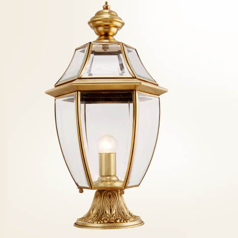 Contemporary Scandinavian Hexagonal Bell Glass Brass 1-Light Outdoor Light For Outdoor Patio | Kalsten