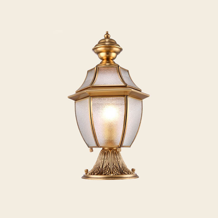 Contemporary Scandinavian Hexagonal Bell Glass Brass 1-Light Outdoor Light For Outdoor Patio | Kalsten
