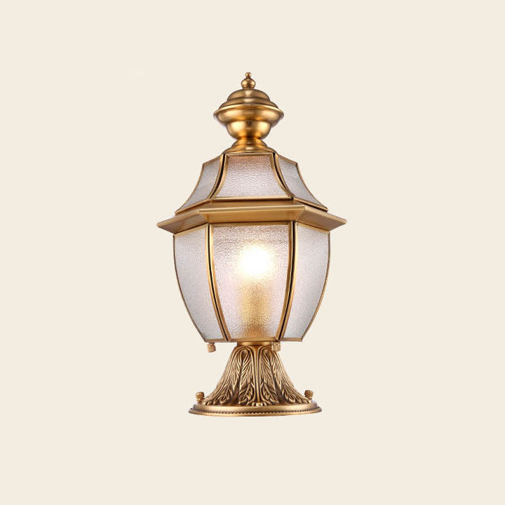 Contemporary Scandinavian Hexagonal Bell Glass Brass 1-Light Outdoor Light For Outdoor Patio | Kalsten