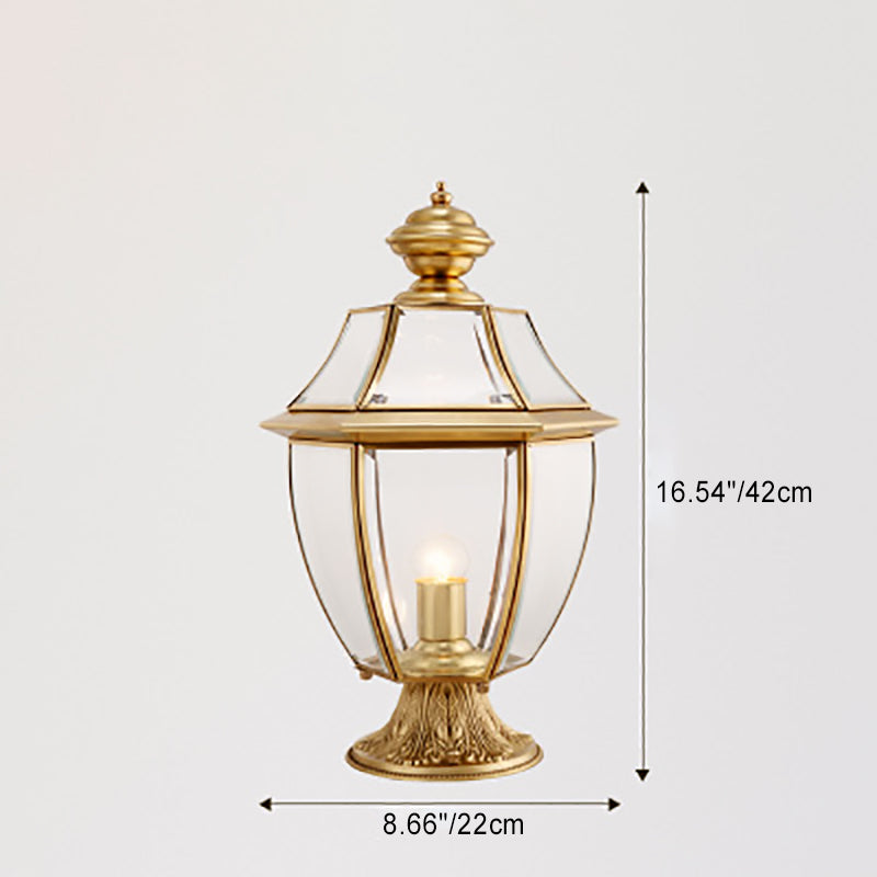 Contemporary Scandinavian Hexagonal Bell Glass Brass 1-Light Outdoor Light For Outdoor Patio | Kalsten