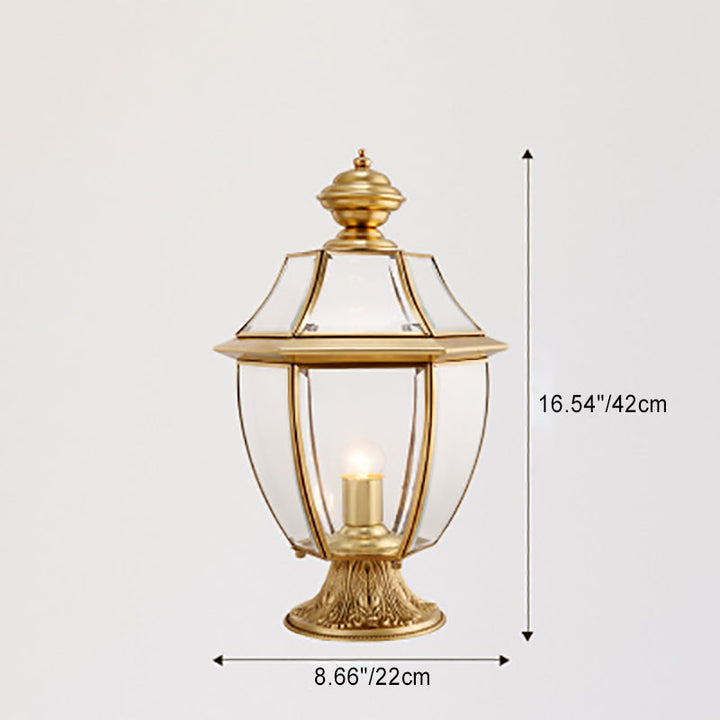Contemporary Scandinavian Hexagonal Bell Glass Brass 1-Light Outdoor Light For Outdoor Patio | Kalsten