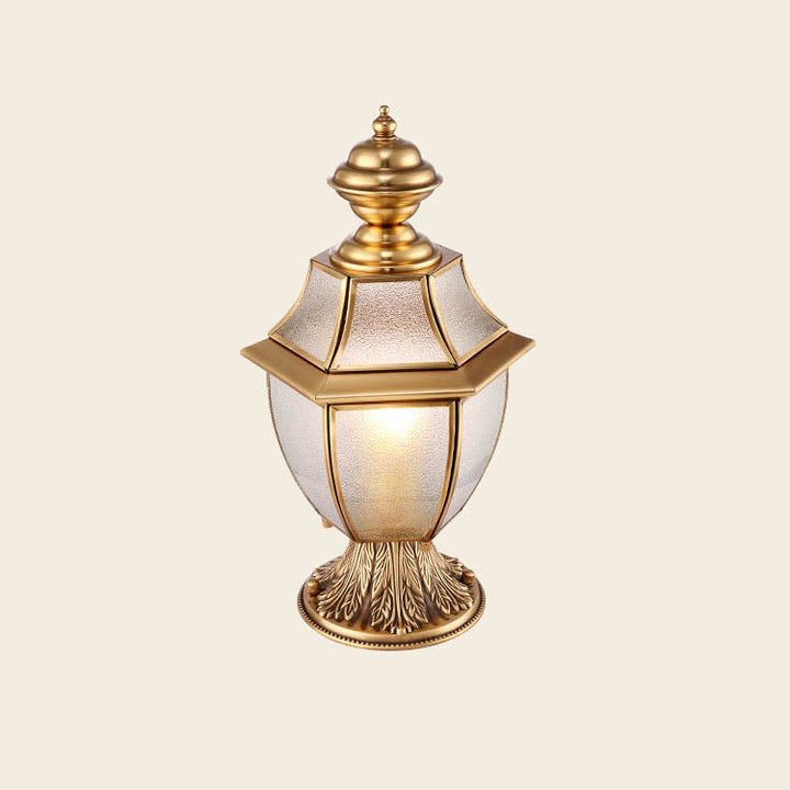Contemporary Scandinavian Hexagonal Bell Glass Brass 1-Light Outdoor Light For Outdoor Patio | Kalsten