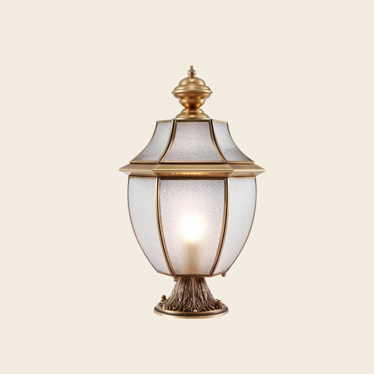 Contemporary Scandinavian Hexagonal Bell Glass Brass 1-Light Outdoor Light For Outdoor Patio | Kalsten