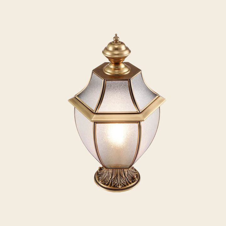 Contemporary Scandinavian Hexagonal Bell Glass Brass 1-Light Outdoor Light For Outdoor Patio | Kalsten
