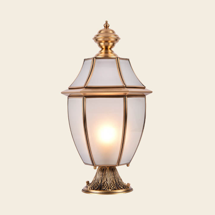Contemporary Scandinavian Hexagonal Bell Glass Brass 1-Light Outdoor Light For Outdoor Patio | Kalsten