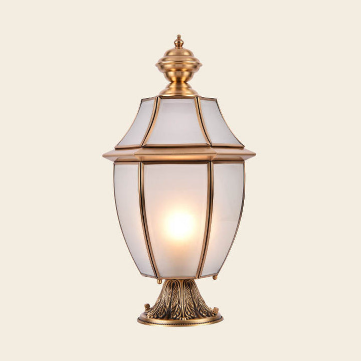 Contemporary Scandinavian Hexagonal Bell Glass Brass 1-Light Outdoor Light For Outdoor Patio | Kalsten