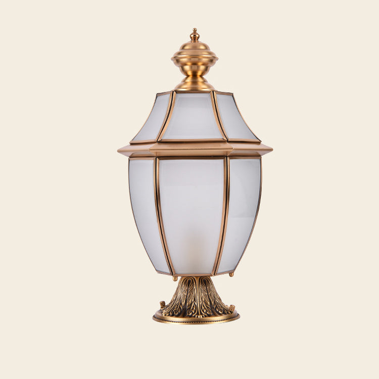 Contemporary Scandinavian Hexagonal Bell Glass Brass 1-Light Outdoor Light For Outdoor Patio | Kalsten