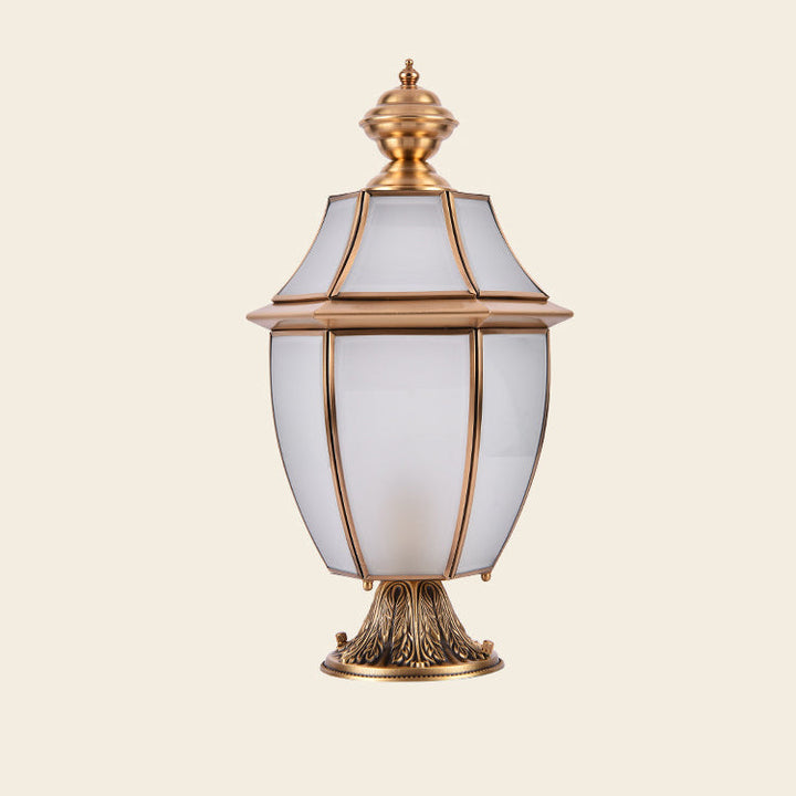 Contemporary Scandinavian Hexagonal Bell Glass Brass 1-Light Outdoor Light For Outdoor Patio | Kalsten
