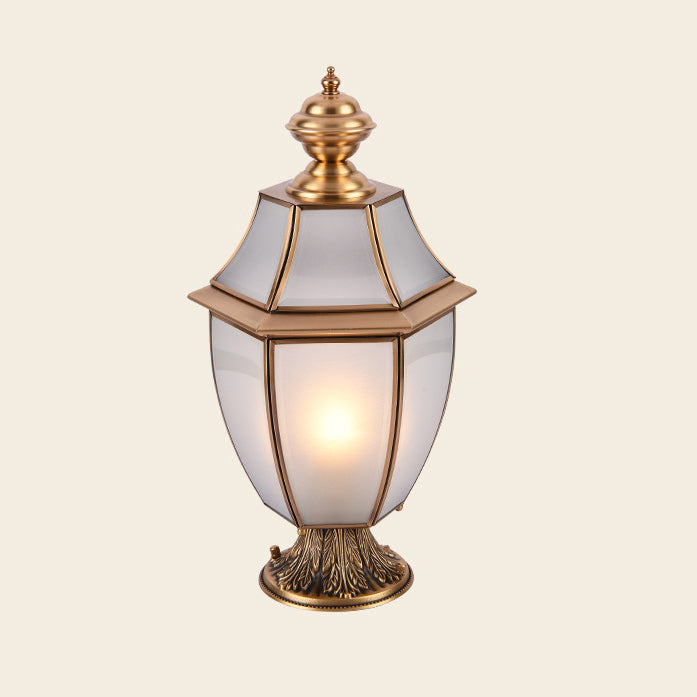Contemporary Scandinavian Hexagonal Bell Glass Brass 1-Light Outdoor Light For Outdoor Patio | Kalsten