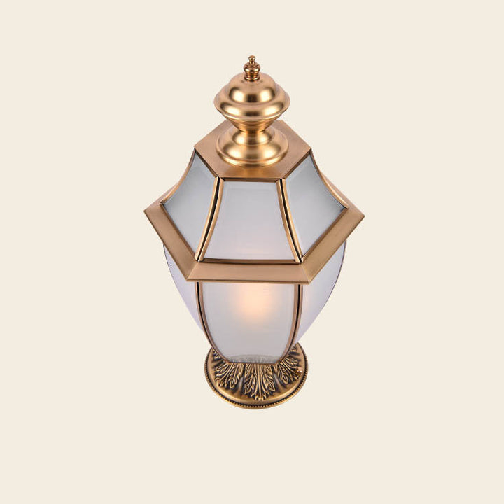 Contemporary Scandinavian Hexagonal Bell Glass Brass 1-Light Outdoor Light For Outdoor Patio | Kalsten