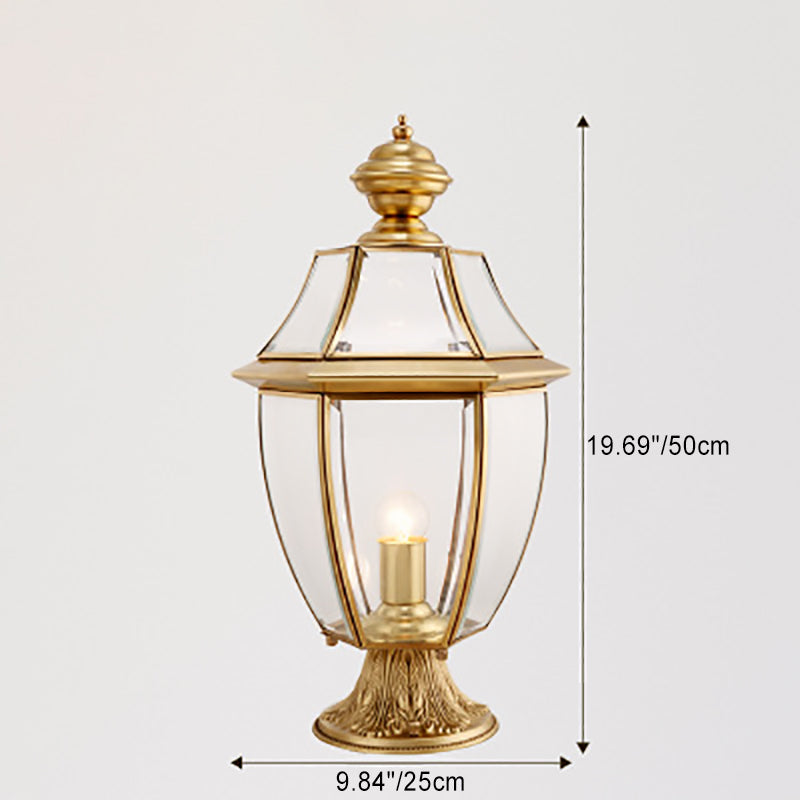 Contemporary Scandinavian Hexagonal Bell Glass Brass 1-Light Outdoor Light For Outdoor Patio | Kalsten