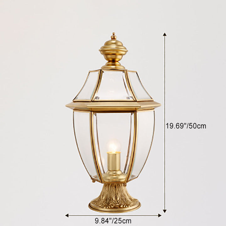 Contemporary Scandinavian Hexagonal Bell Glass Brass 1-Light Outdoor Light For Outdoor Patio | Kalsten