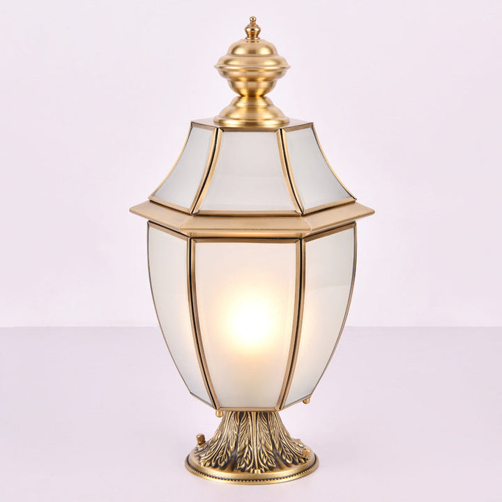Contemporary Scandinavian Hexagonal Bell Glass Brass 1-Light Outdoor Light For Outdoor Patio | Kalsten