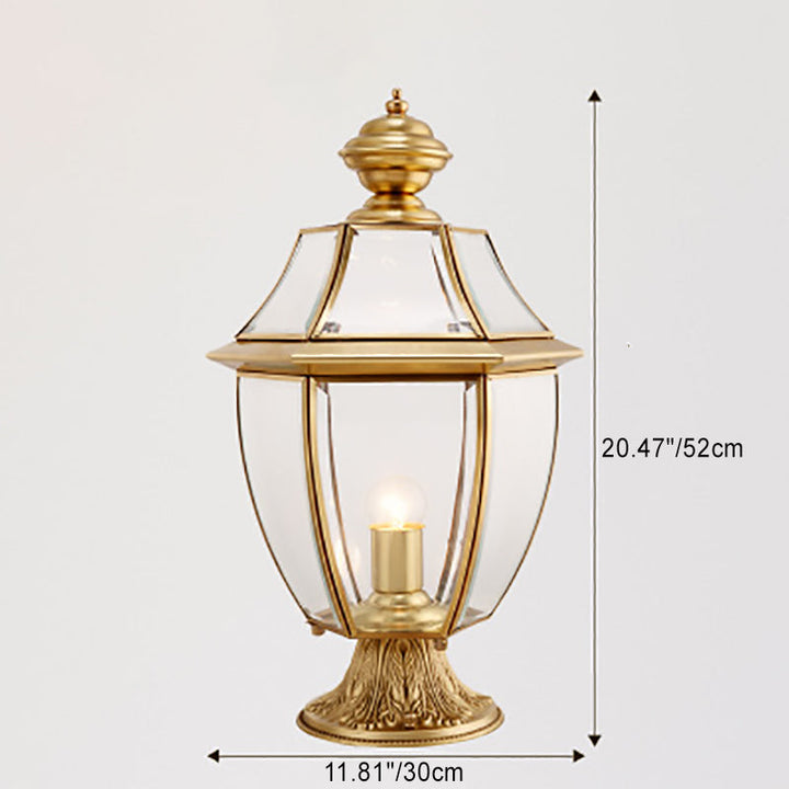Contemporary Scandinavian Hexagonal Bell Glass Brass 1-Light Outdoor Light For Outdoor Patio | Kalsten