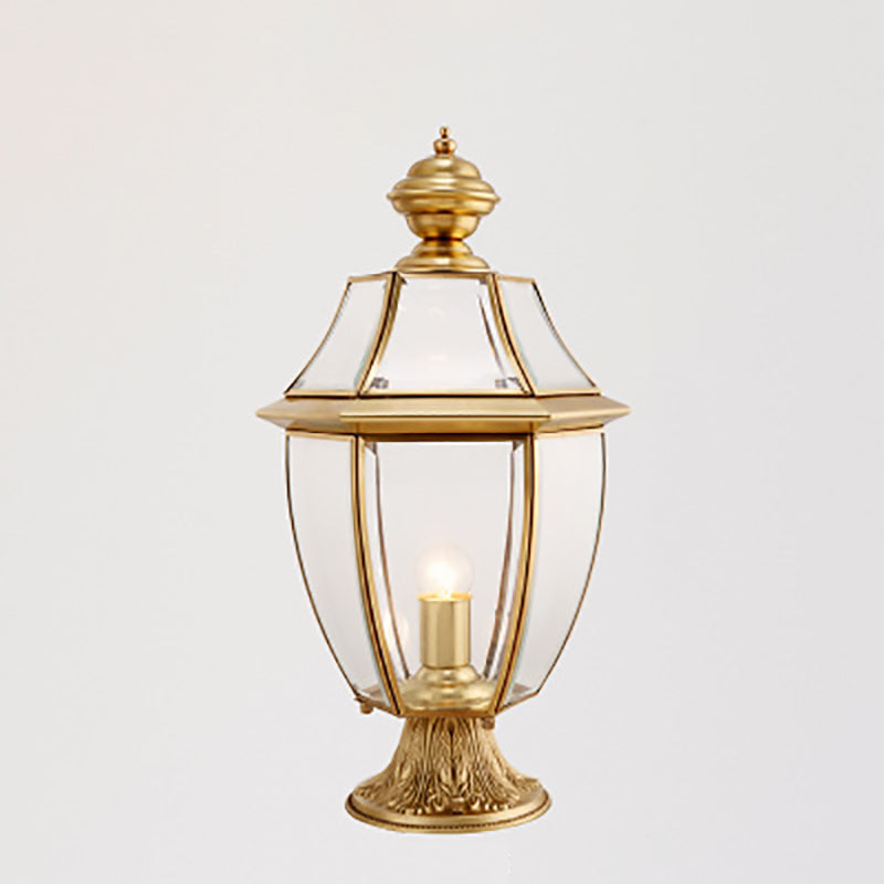 Contemporary Scandinavian Hexagonal Bell Glass Brass 1-Light Outdoor Light For Outdoor Patio | Kalsten