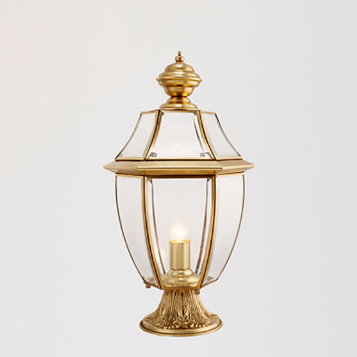 Contemporary Scandinavian Hexagonal Bell Glass Brass 1-Light Outdoor Light For Outdoor Patio | Kalsten
