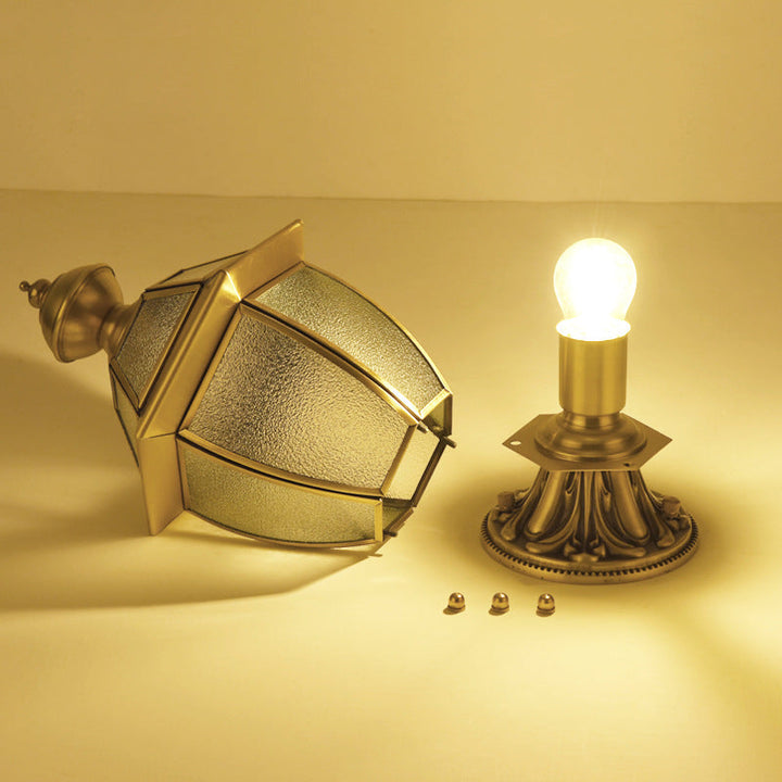 Modern Luxury Hexagonal Bell Round Glass Brass 1-Light Outdoor Light For Garden | Kalsten