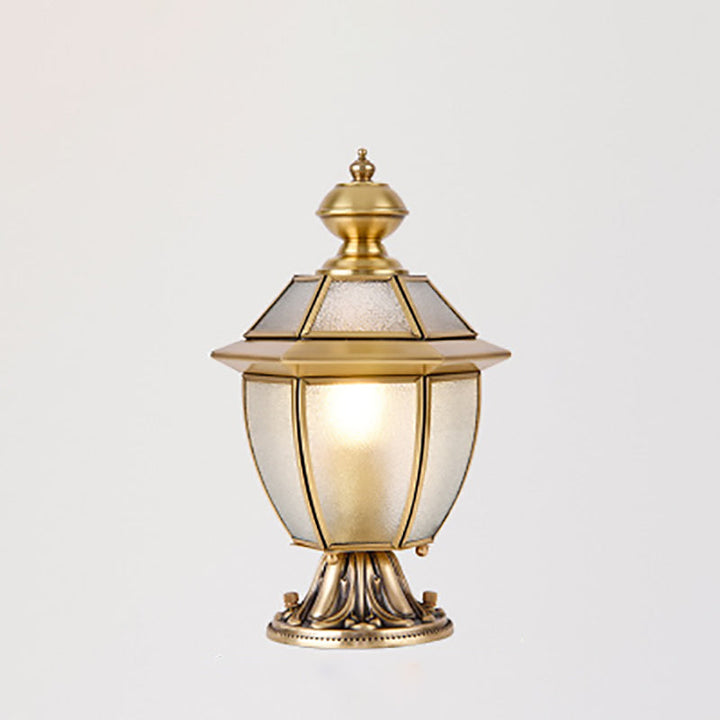 Modern Luxury Hexagonal Bell Round Glass Brass 1-Light Outdoor Light For Garden | Kalsten