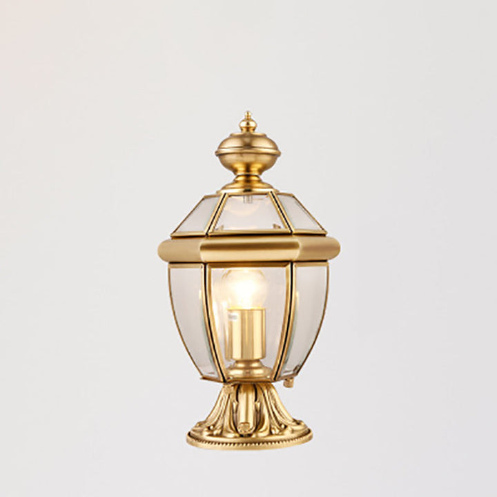 Modern Luxury Hexagonal Bell Round Glass Brass 1-Light Outdoor Light For Garden | Kalsten