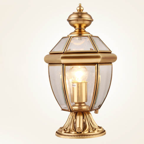 Modern Luxury Hexagonal Bell Round Glass Brass 1-Light Outdoor Light For Garden | Kalsten