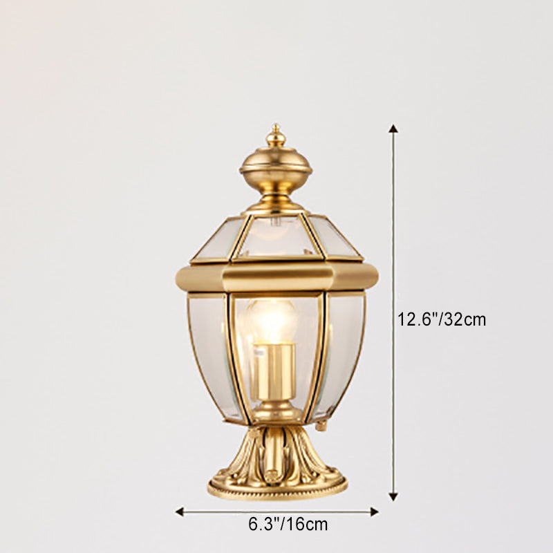 Modern Luxury Hexagonal Bell Round Glass Brass 1-Light Outdoor Light For Garden | Kalsten