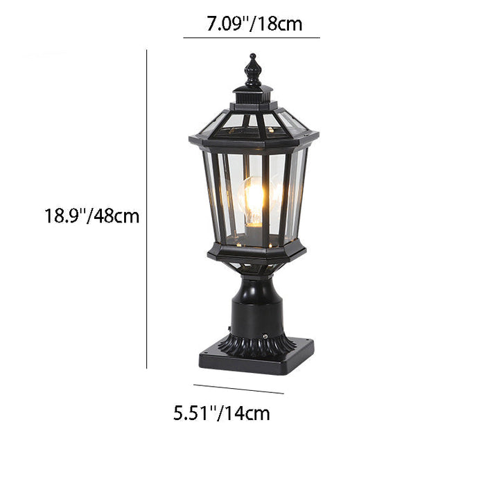 Traditional Vintage Octagonal Square Curved Linear Glass Aluminum 1-Light Outdoor Light For Garden | Kalsten