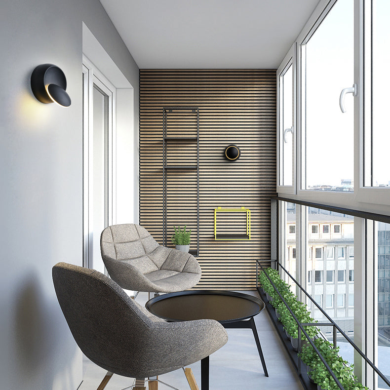 Contemporary Nordic Iron Round Eclipse Rotatable LED Wall Light for Nightstand | Kalsten