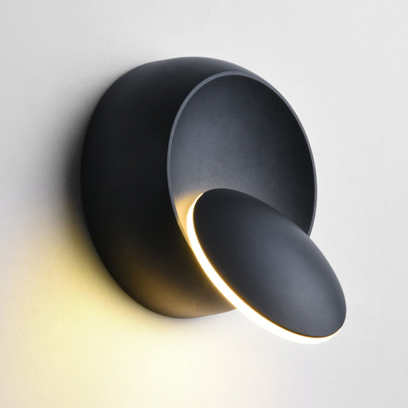 Contemporary Nordic Iron Round Eclipse Rotatable LED Wall Light for Nightstand | Kalsten