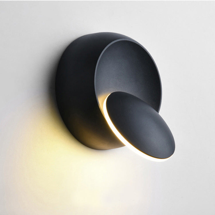Contemporary Nordic Iron Round Eclipse Rotatable LED Wall Light for Nightstand | Kalsten