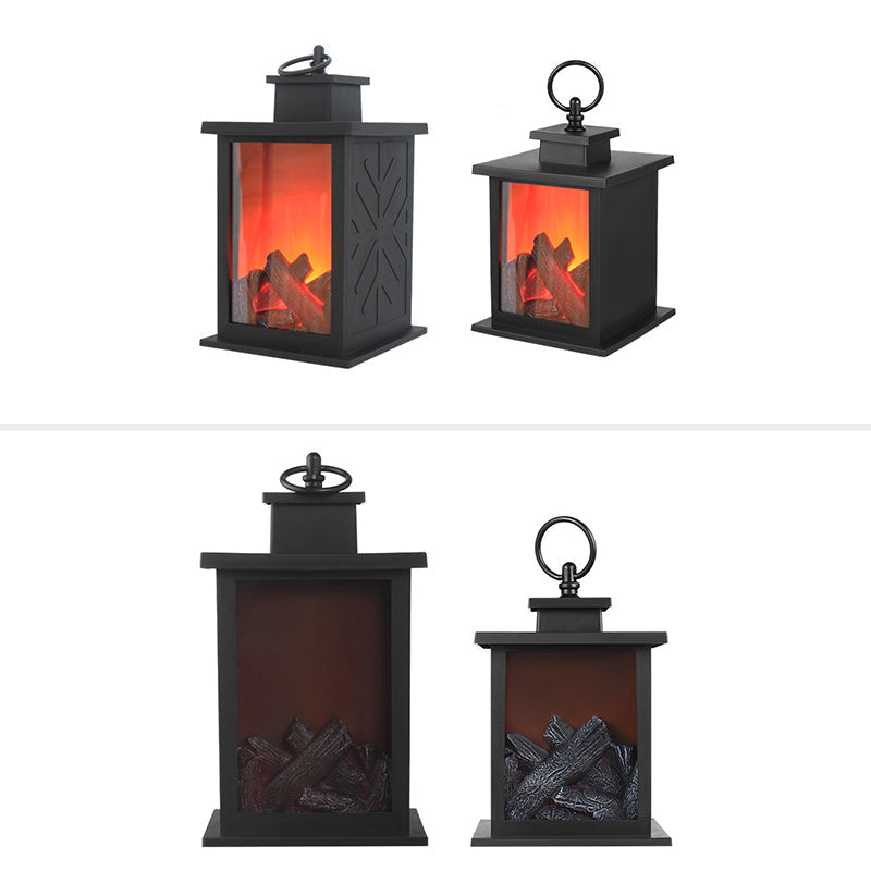 Contemporary Retro ABS Simulated Flame Fireplace Round Battery Rectangular LED Table Lamp For Living Room | Kalsten