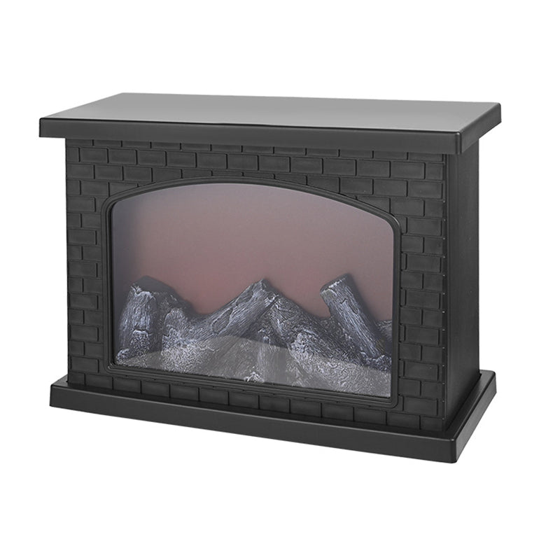Contemporary Retro ABS Simulated Flame Fireplace Round Battery Rectangular LED Table Lamp For Living Room | Kalsten