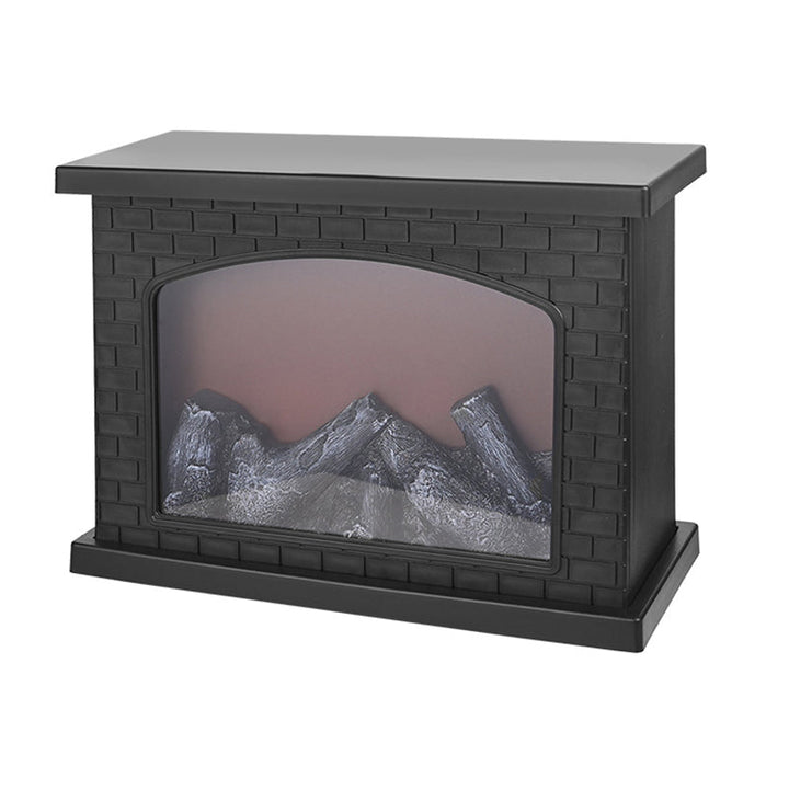 Contemporary Retro ABS Simulated Flame Fireplace Round Battery Rectangular LED Table Lamp For Living Room | Kalsten