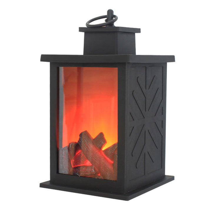Contemporary Retro ABS Simulated Flame Fireplace Round Battery Rectangular LED Table Lamp For Living Room | Kalsten