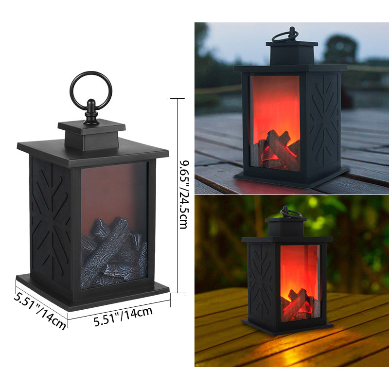 Contemporary Retro ABS Simulated Flame Fireplace Round Battery Rectangular LED Table Lamp For Living Room | Kalsten