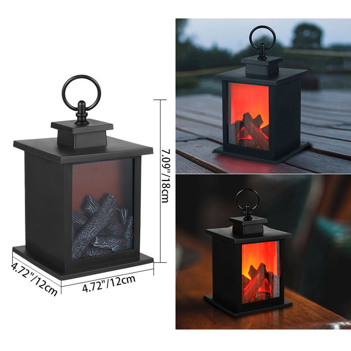 Contemporary Retro ABS Simulated Flame Fireplace Round Battery Rectangular LED Table Lamp For Living Room | Kalsten