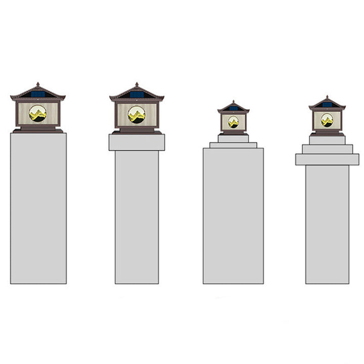 Traditional Chinese Solar Waterproof Aluminum PC Glass Pine Tree Square Cylinder LED Landscape Lighting Outdoor Light For Outdoor Patio | Kalsten