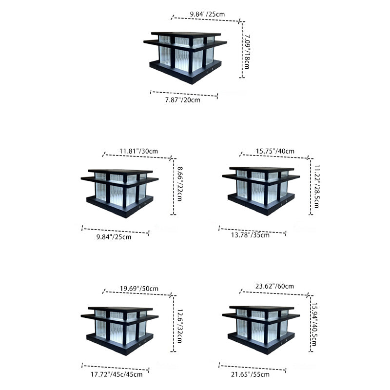 Modern Minimalist Solar Waterproof Square Cylinder Aluminum Alloy Glass LED Landscape Lighting Outdoor Light For Outdoor Patio | Kalsten