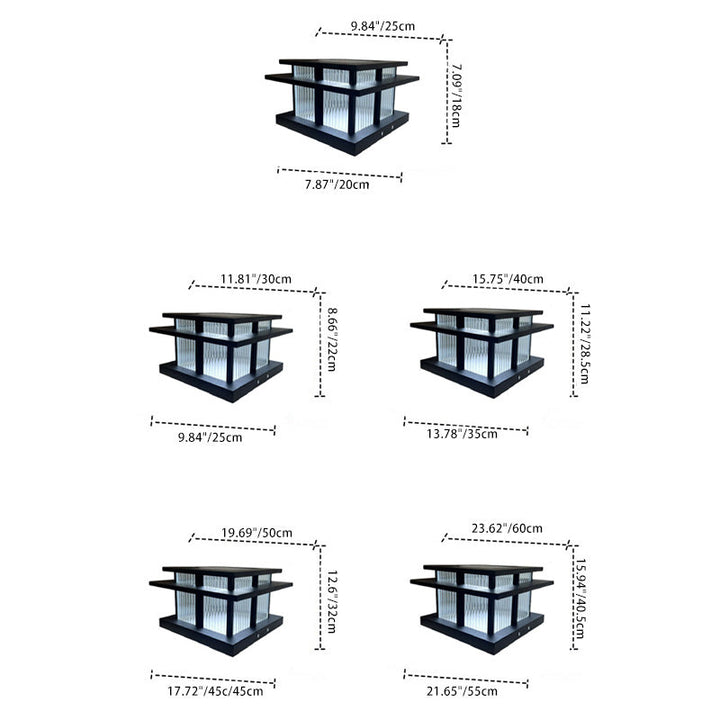 Modern Minimalist Solar Waterproof Square Cylinder Aluminum Alloy Glass LED Landscape Lighting Outdoor Light For Outdoor Patio | Kalsten