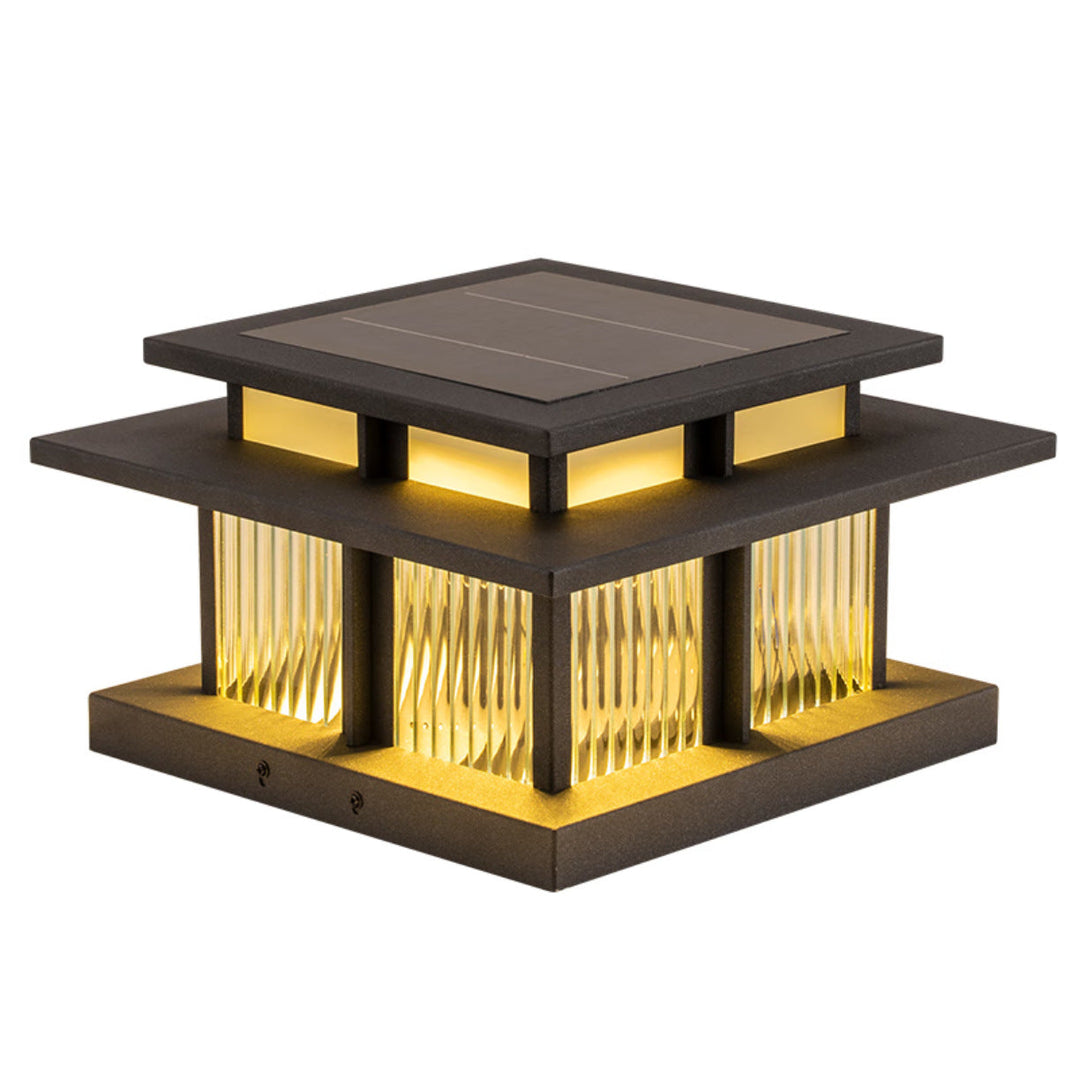 Modern Minimalist Solar Waterproof Square Cylinder Aluminum Alloy Glass LED Landscape Lighting Outdoor Light For Outdoor Patio | Kalsten