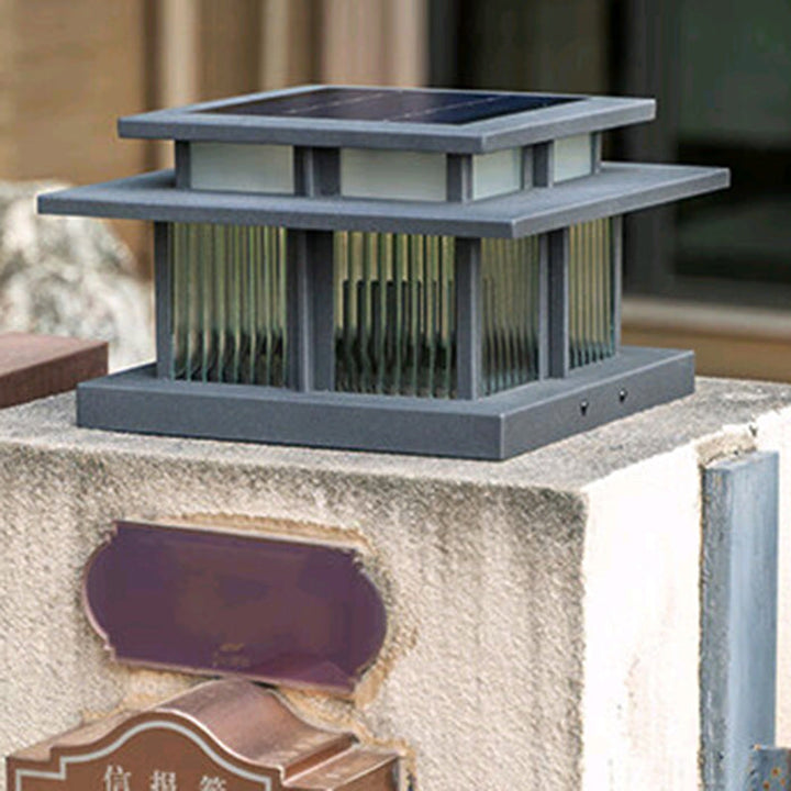 Modern Minimalist Solar Waterproof Square Cylinder Aluminum Alloy Glass LED Landscape Lighting Outdoor Light For Outdoor Patio | Kalsten