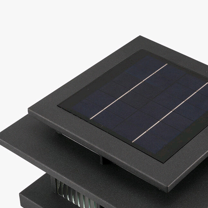 Modern Minimalist Solar Waterproof Square Cylinder Aluminum Alloy Glass LED Landscape Lighting Outdoor Light For Outdoor Patio | Kalsten