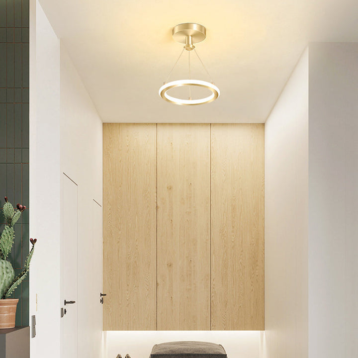 Kalsten | Contemporary Nordic Round Metal Silica LED Semi-Flush Mount Ceiling Light for Corridor