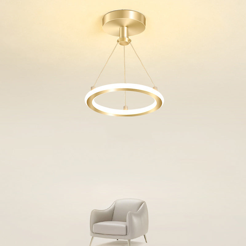 Kalsten | Contemporary Nordic Round Metal Silica LED Semi-Flush Mount Ceiling Light for Corridor