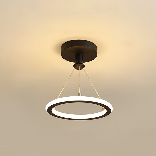 Kalsten | Contemporary Nordic Round Metal Silica LED Semi-Flush Mount Ceiling Light for Corridor