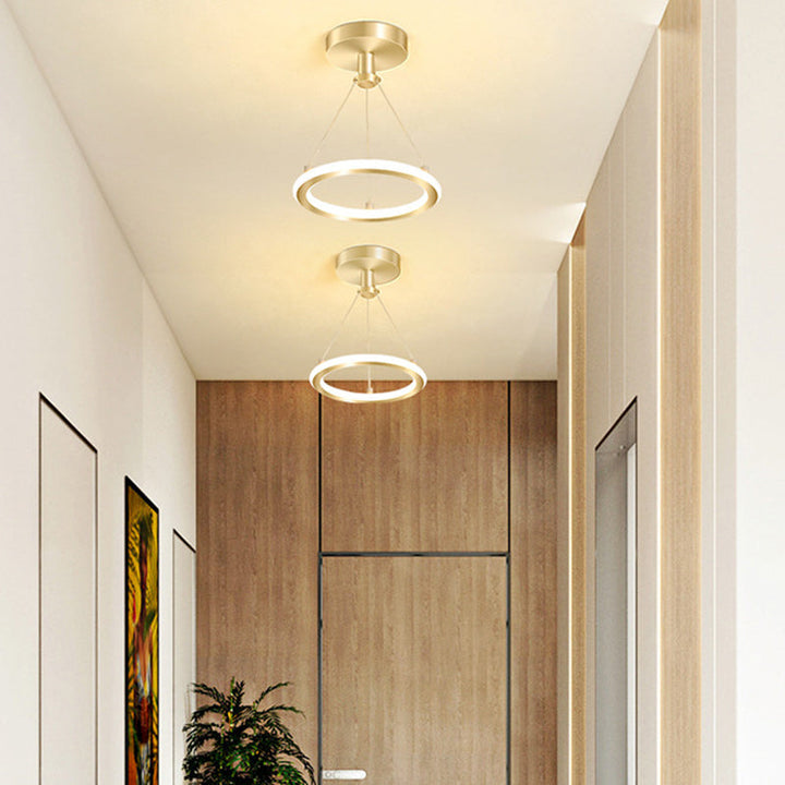 Kalsten | Contemporary Nordic Round Metal Silica LED Semi-Flush Mount Ceiling Light for Corridor