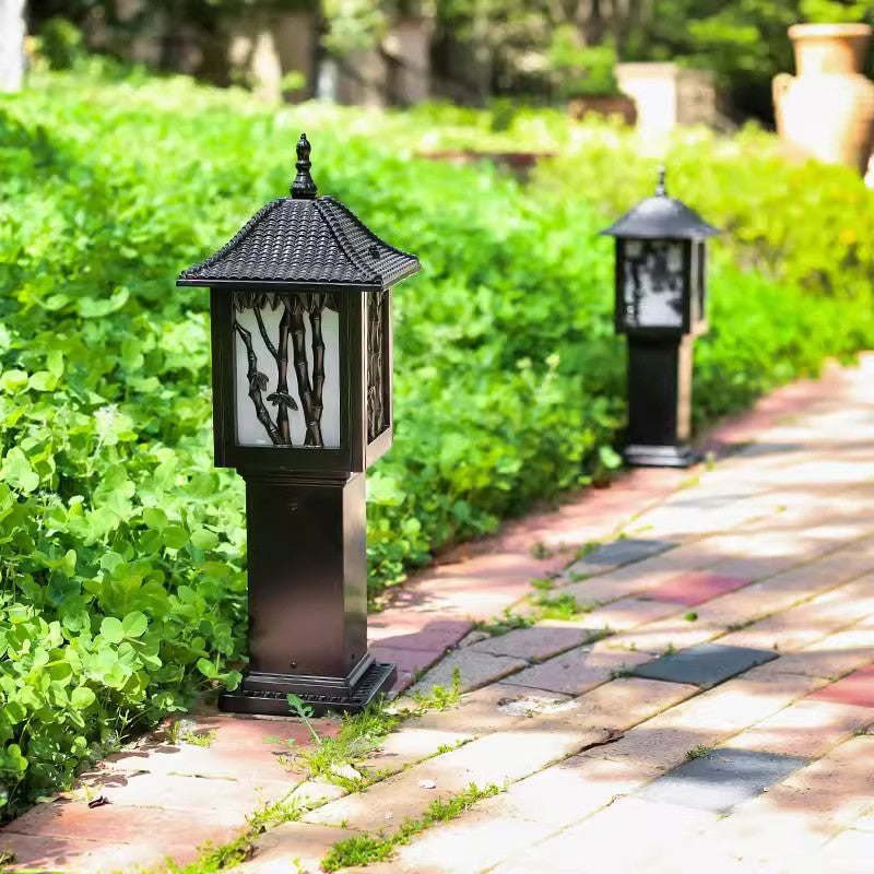Traditional European Solar Waterproof Aluminum Cylinder Bamboo 1-Light Landscape Lighting Outdoor Light For Garden | Kalsten